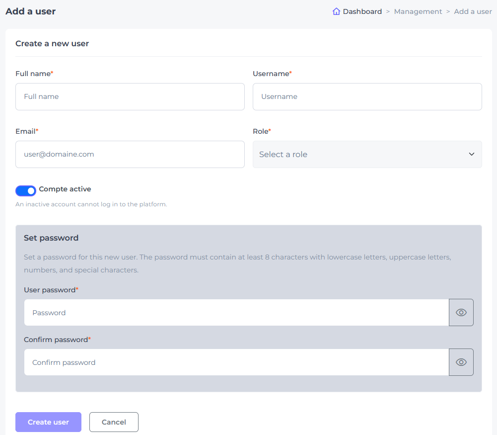 create user